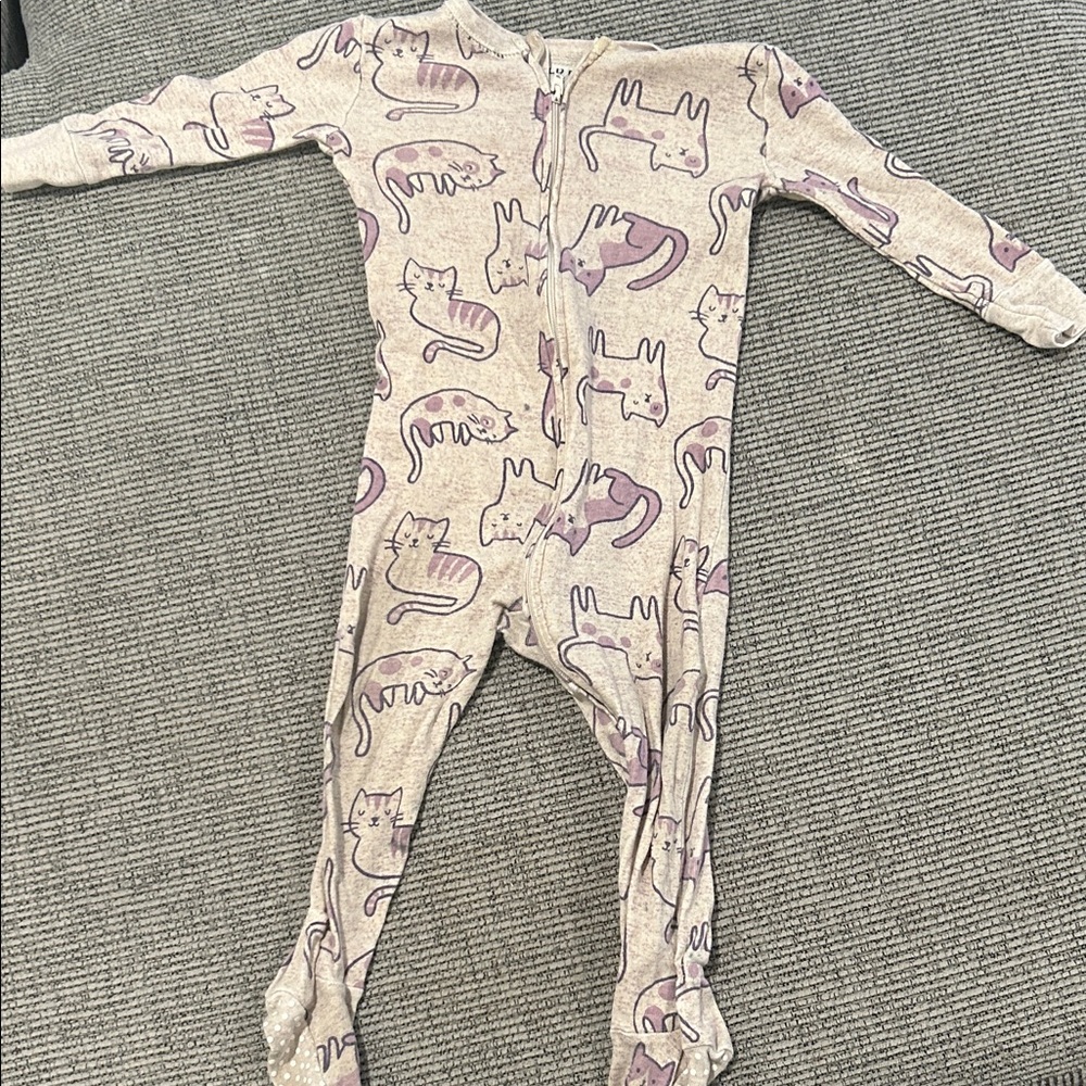 Old Navy Kids One Piece with Cat Print in Purple and Cream